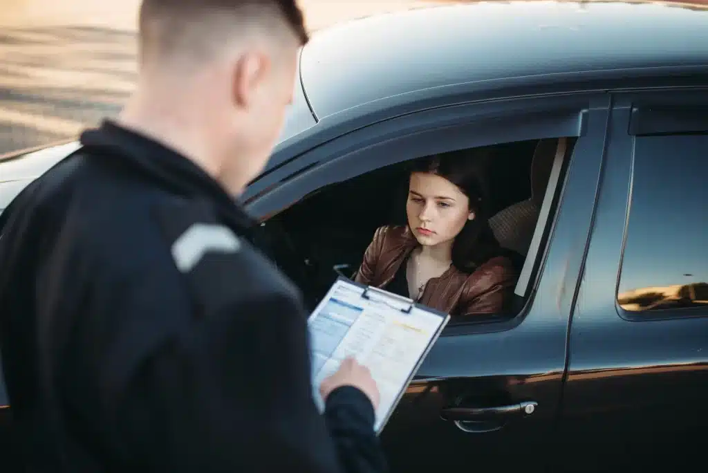 Someone being pulled over for a DUI.